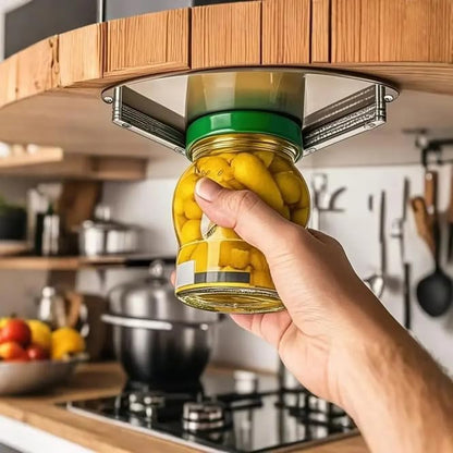 Under Cabinet Jar Opener – Heavy Duty Stainless Steel Lid Opener for Seniors, Weak Hands & Arthritis – Easy Mount Kitchen Tool