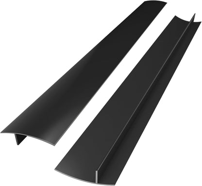 2PCS Kitchen Stove Counter Gap Covers Stainless Steel (13.8"-27.5" Black) | Cooktop Trim Kit, Stove Gap Guards, Oven Gap Filler, Easy to Clean, Heat Resistant & Effectively Protect Stove Gap Filler