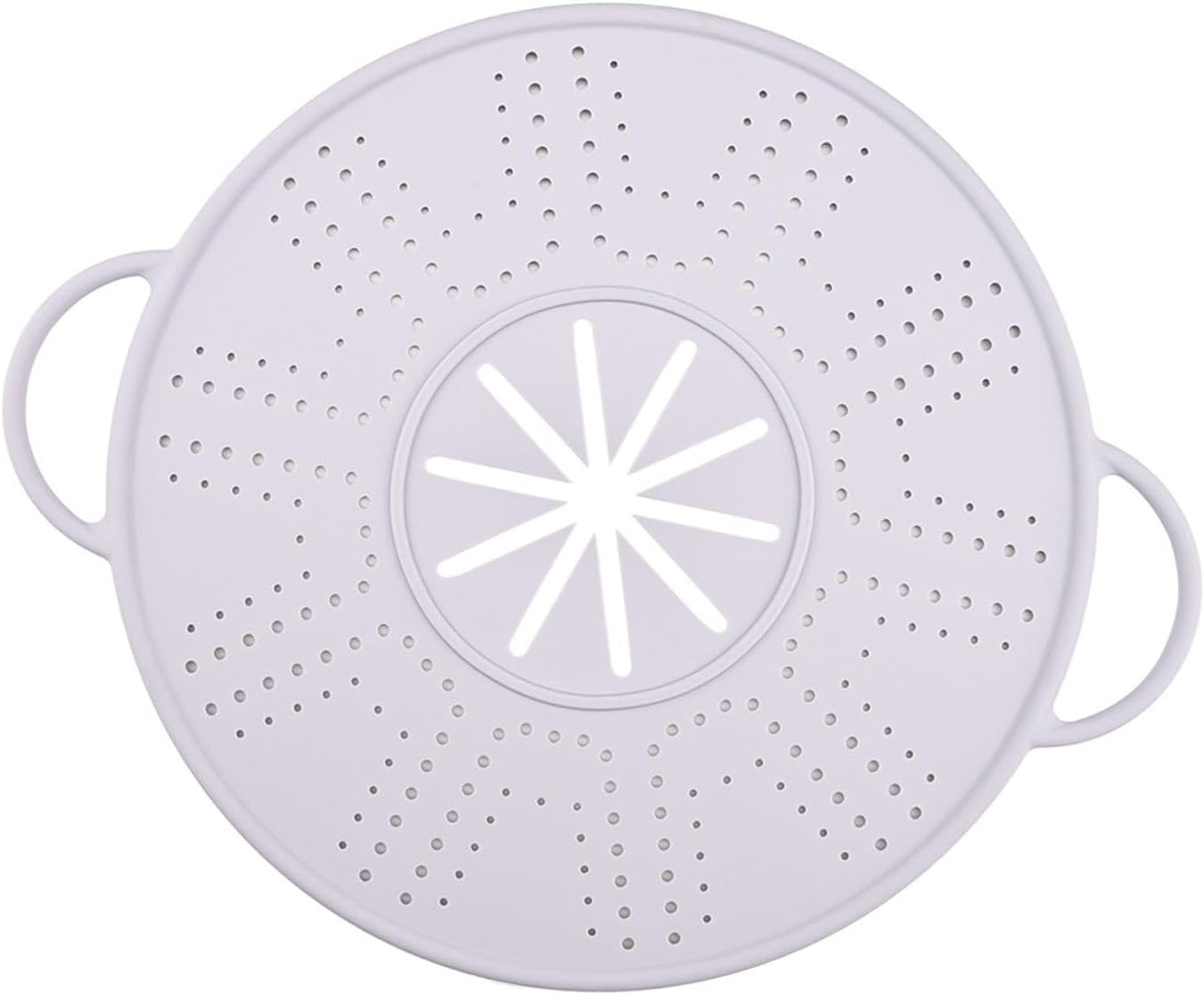 Silicone Spill Stopper Lid, 10.94 in Heat Resistant Splatter Screen with Double Handles for Boil-Over Prevention, Black