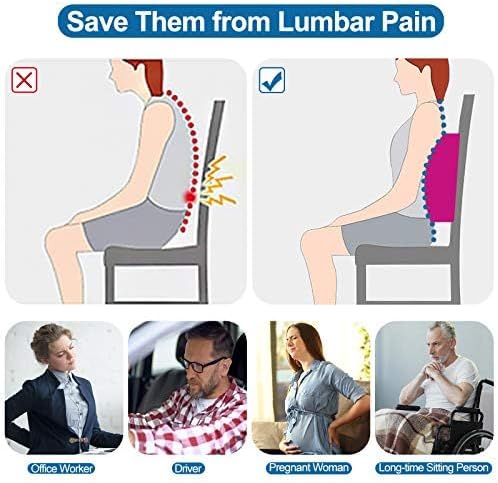 Lumbar Pillow for Chair and Car, Back Support for Office, Memory Foam Cushion with Mesh Cover - Black