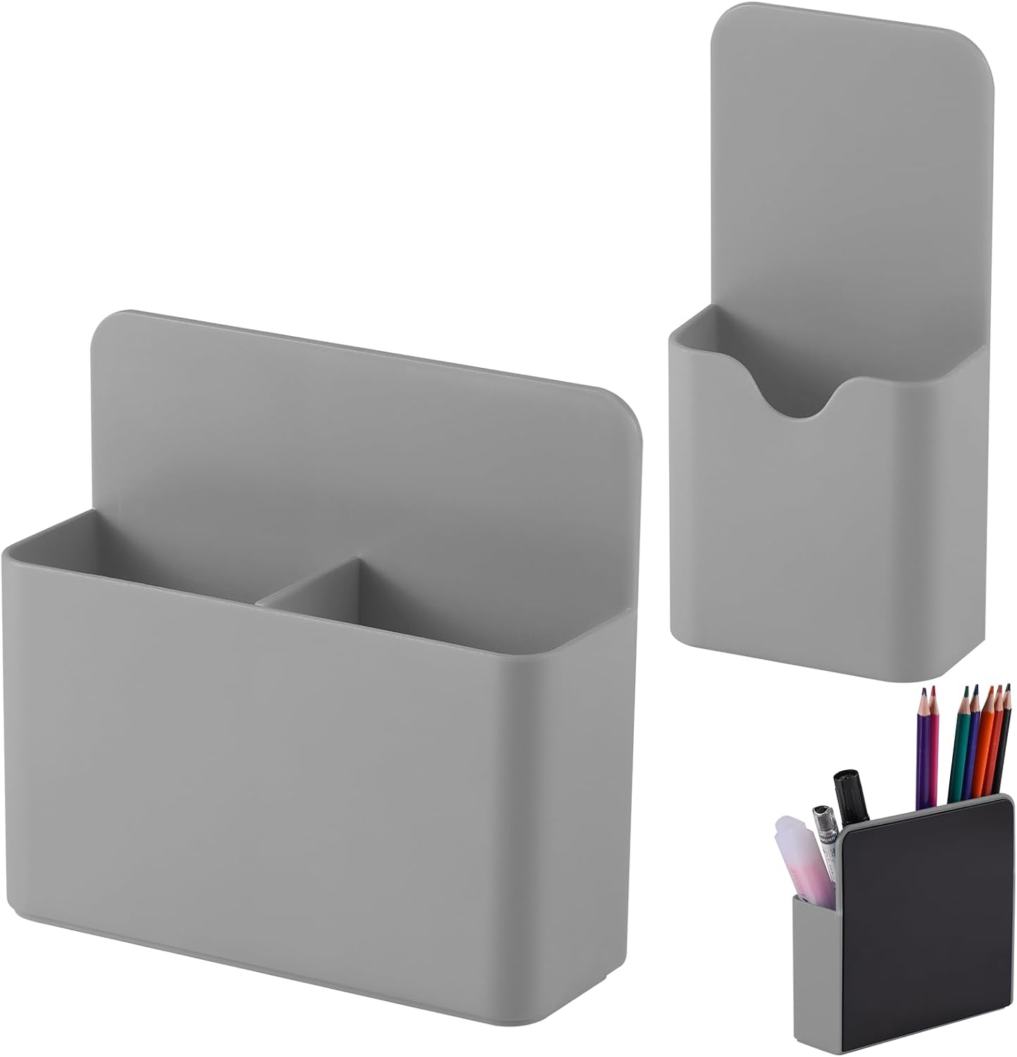 KITANIS Magnetic Pen Holder,2 Pack Magnetic Dry Erase Marker Holder with Generous Compartments,Strong Magnet Storage Marker Pen Pencil Organizer for Refrigerator,Whiteboard,Locker Accessories