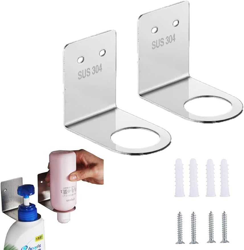 BiJun Soap Dispenser Wall Mount,1.06in Shampoo Conditioner Dispenser | Soap Dispenser Holder Refillable Shower Shampoo Conditioner Dispenser Set of 2 Black Space-Saving for Kitchen Bathroom ﻿