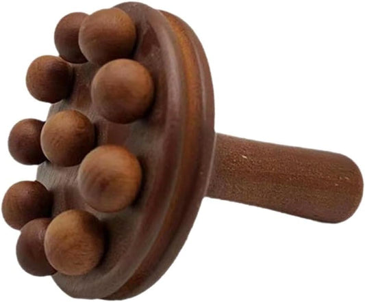 Wooden Massage Tool Set with Handheld Massage Roller, Wooden Meridian Massage Sticks, Mushroom Massage Tool and Finger Massage Rings | Manual Body Massage Kit | 6 Piece Set