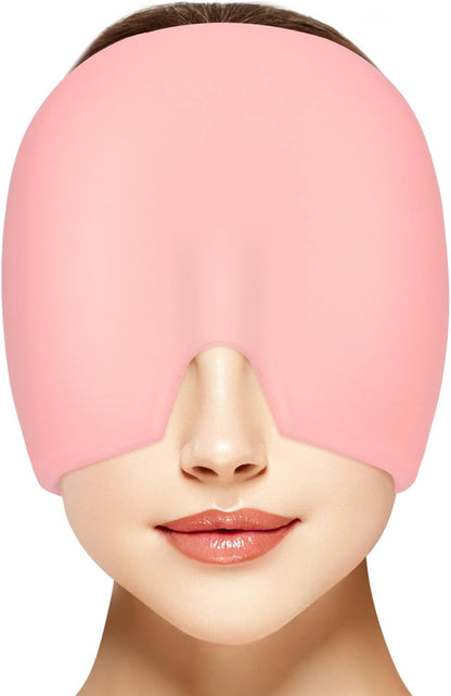 AOOWU Migraine Relief Cap, Reusable Soothing Headache Cap, Odorless Cooling Gel Ice Hat, Ice Pack Head Wrap, Hot and Cold Therapy, Cold Face Mask for Tension Stress Hangover Sinus Puffy Eyes, Blue