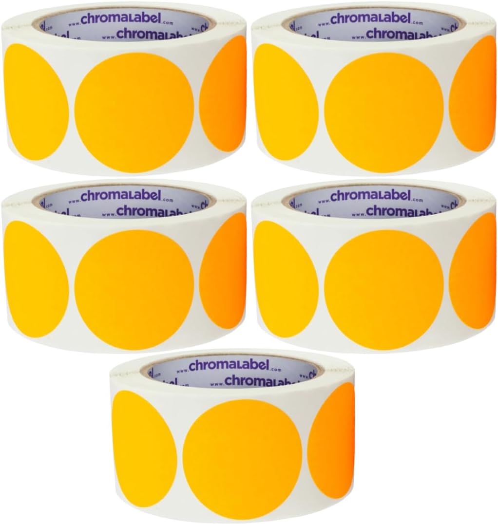Fluorescent Green Dot Stickers, 2 Inch, 500/Roll | Writable Matte Paper Circle Stickers for Inventory, Classrooms, Offices, Retail, and Color Coding. Made in USA