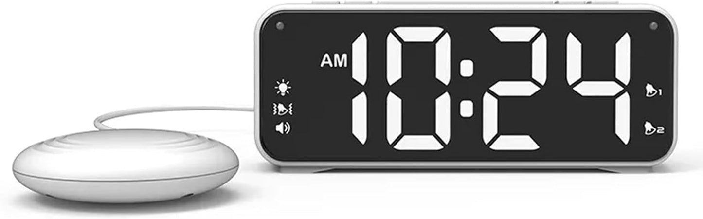 Multifunctional USB Charging Vibratings Alarm Clock with Bed Shaker for Heavy Sleepers with Strong
