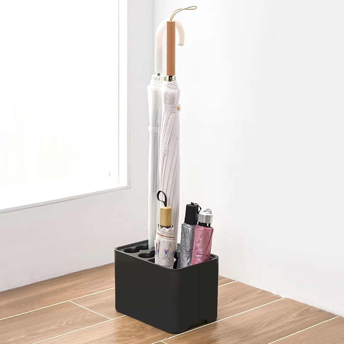 GeLive Umbrella Stand Rack Umbrella Holder with Drip Tray for Entryway Corner Space Saving Organizer Home Office Decor Stored 10 Umbrellas (Black)