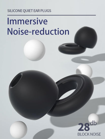 6 Pairs Soft Silicone Earplugs Reusable Noise-Reducing for Concerts, Sleep, Focus, Travel, Adjustable Size 28dB (SNR) Noise Reduction White