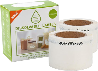 L LIKED 120 Stickers Dissolvable Food Labels for Containers 1 1/2" x 2 1/2" Canning Labels for Jars (Roll of 120) (1 Rolls)