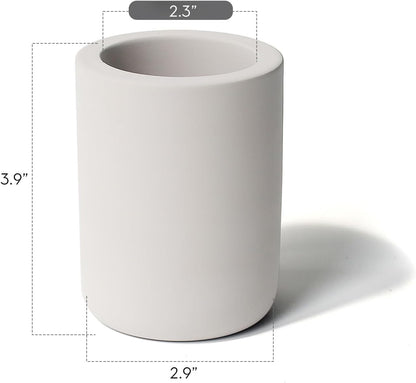 Diatomite Drying Stone Toothbrush Holder, Modern Ceramic-Look Countertop Cup with Drainage for Bathroom, Quick Drying Electric Toothbrush & Toothpaste Organizer, Stoneware Finish