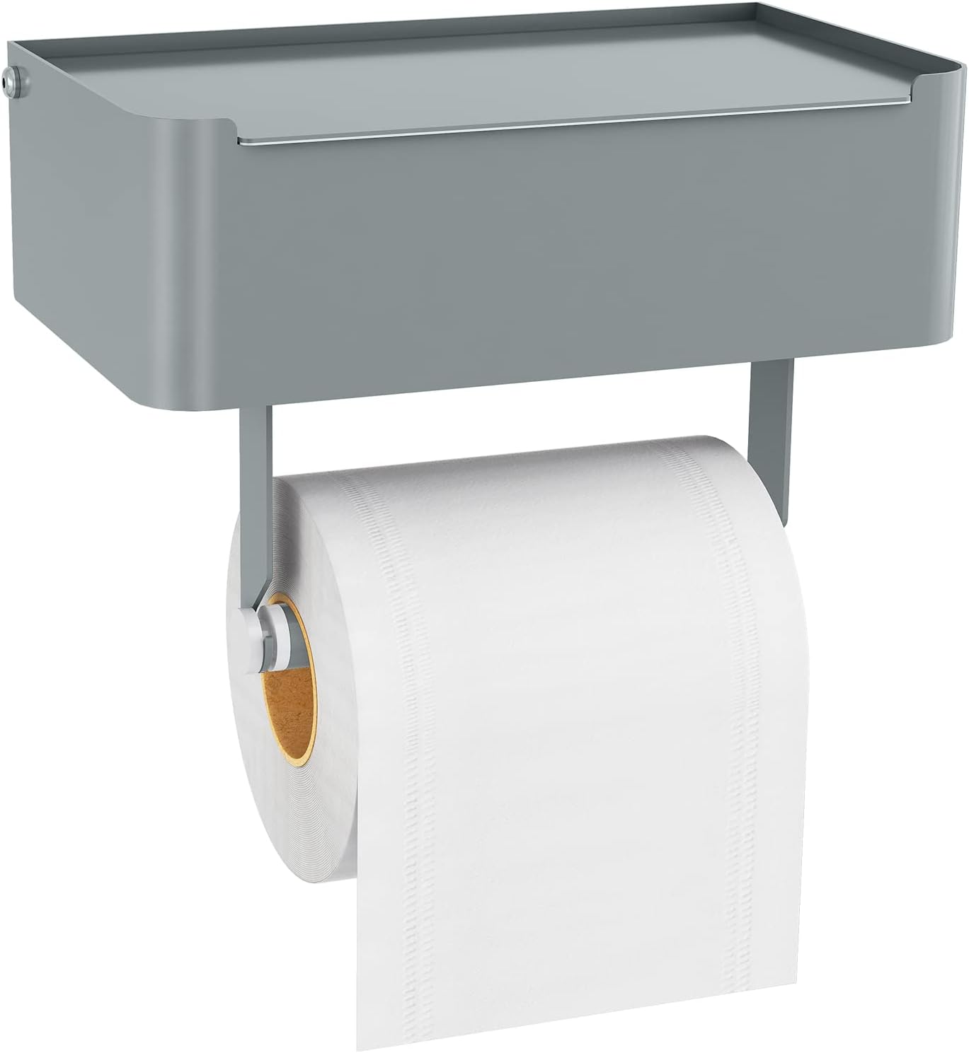 JUYSON Toilet Paper Holder with Shelf, Flushable Wipes Dispenser Fits for Bathroom Wipe Storage, Keep Your Wipes Hidden Out of Sight - SUS304 Stainless Steel Wall Mount Organizer (Matte Black)