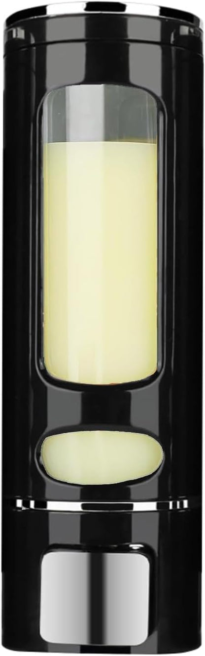 Single Wall Mounted Hand Soap Dispenser, 13.5oz/400ml Black Showe | Clear Refillable Liquid Lotion Soap Dispenser, Gel Container Shower Pump Dispenser and Organizer for Bathroom Kitchen