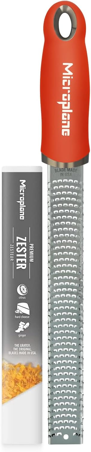 Premium Classic Series Zester - Lipstick Pink | Lemon Zester tool, Hard Cheese & Vegetable Grater | For Citrus, Parmesan Cheese, Garlic, Ginger, Nutmeg | Fine Stainless Steel Blade, Made in USA