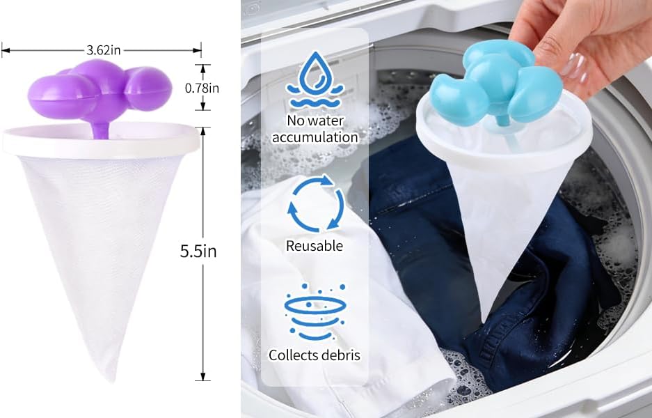 Washing Machine Lint Catcher Washing Machine Hair Catcher Laundry Hair Remover Hair Collector for Washing Machine Pet Hair Catcher for Washing Machine 8 Pack Mixed 3 Colors