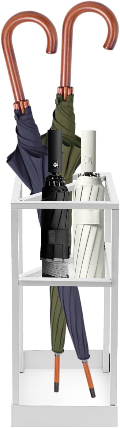 Umbrella Stand Indoor, 20.87 Inch Freestanding Metal Umbrella Holder with Bottom Drip Tray, Modern Entryway Umbrella Rack, Compact Umbrella Storage Rack for Lobby, Front Hall, Corridor (Golden)