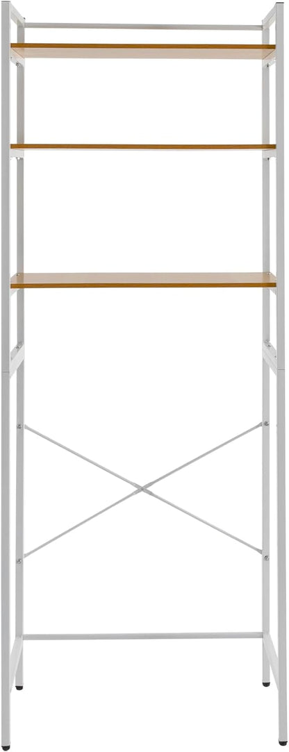 3-Tier Laundry Room Storage Shelf,Over Washer and Dryer Shelves,Floor Standing Washing Machine Storage Rack,White,Marbling