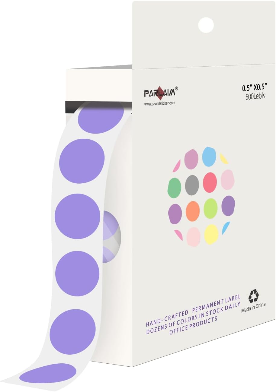 1/2 Inch Round Sticker,4 Rolls 2000Pcs Small Dot Stickers Color-Code Dots | Red+Yellow+Blue+Green 1.3cm Small Stickers Round Color Coding Circle Dots Stickers, Roll Dot Sticker Label for Office Home