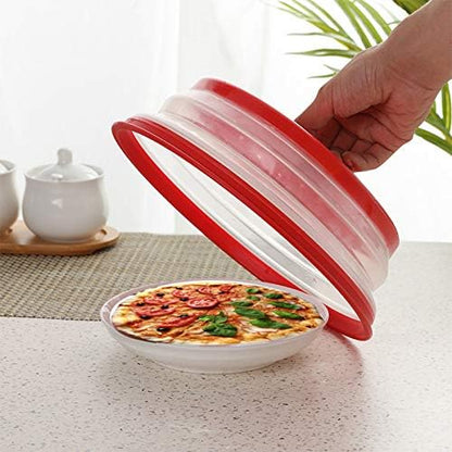 Collapsible Microwave Food Cover, Splatter Guard,Vented Microwave Lid for Food, BPA free TPR, Dishwasher safe，12inch,Grey
