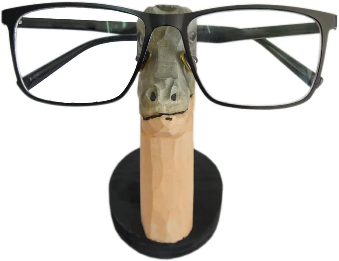 Red Dollar Handmade Wood Carved Animal Eyeglass Holder, Cute Sunglasses Display Stand, Nightstand Home Office Desk Decor, Christmas Holiday New Year Business Gift for Men Women Adults (Dog)