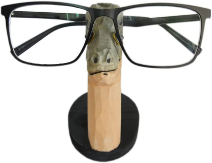 Red Dollar Handmade Wood Carved Animal Eyeglass Holder, Cute Sunglasses Display Stand, Nightstand Home Office Desk Decor, Christmas Holiday New Year Business Gift for Men Women Adults (Dog)