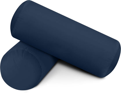 SAHARBEDDINGS 2 PC Cervical Neck Roll Pillow Cover with Cotton Bolster Pillowcases for Cylindrical Cushion Round Neck Pillowcase Zipper Closer (Blush, 13x6 Roll Pillow Set of 2)