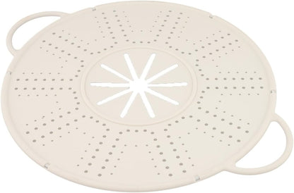 Silicone Spill Stopper Lid, Heat-Resistant Pot Cover with for steam Vent and Handles, Multipurpose Steamer Mat for Pots and Pans, Dishwasher Safe 13.39 x 10.83 In(white)