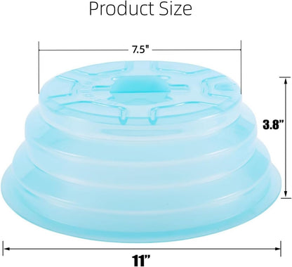 Collapsible Silicone Microwave Plate Cover Splatter Guard | Dishwasher Safe & BPA Free, 11”, Blue