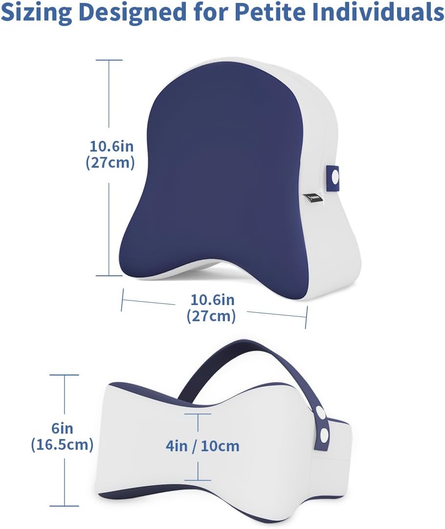 Knee Pillow for Side Sleepers - Removable Adjustable Strap Between Leg Pillow for Side Sleeping - Cooling Cover Memory Foam Knee Pillow for Hip Pain, Spine Alignment, Navy Blue