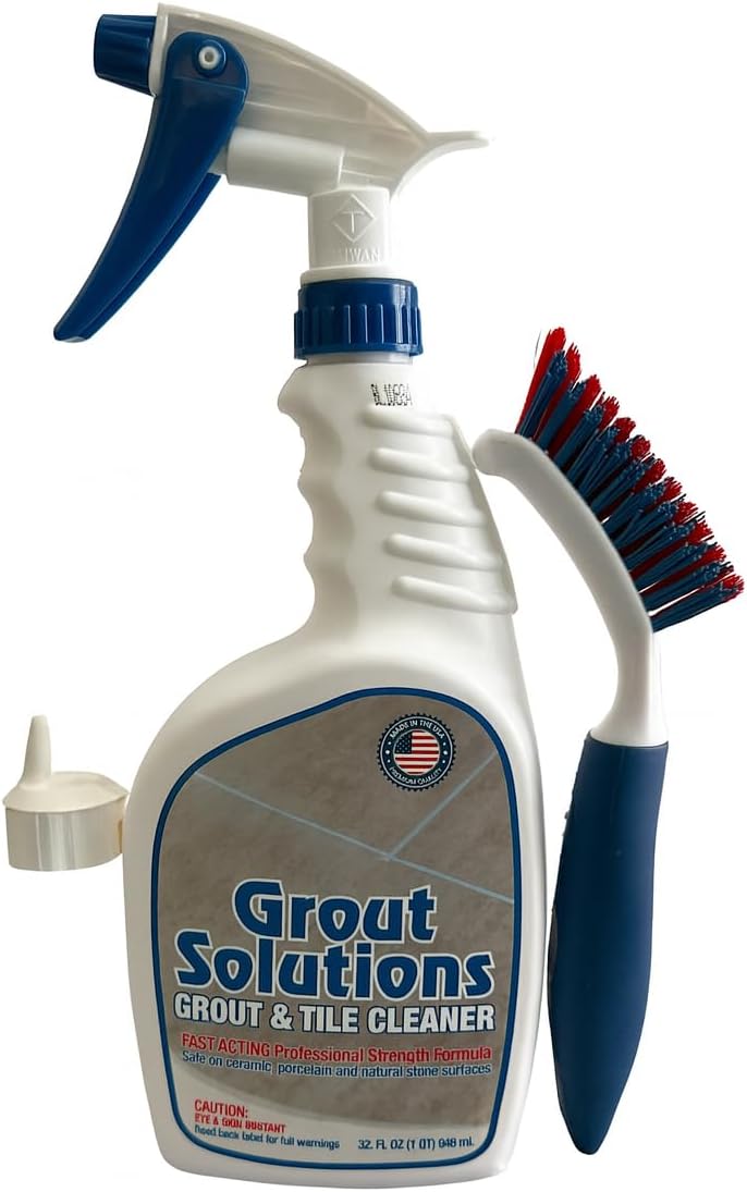 Professional Grout Brush Heavy-Duty Swivel Head with Stiff V-Shaped Bristles for Deep Cleaning Tile, Corners, Showers, Kitchens & Floors Without Scratching Fits Standard Thread Poles