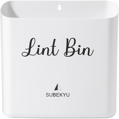 SUBEKYU Magnetic Lint Bin Small Waste Bin for Laundry Room,White | Laundry Storage Container for Hanging on Dryer/Washer/Wall, 0.85 Gallon