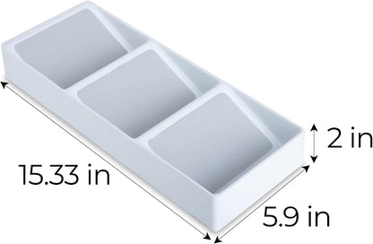 Smart Design 3 Section Plastic Spice Rack Drawer - Non-Slip Lining and Feet - BPA Free - Seasoning Jars, Makeup Storage, Countertop Bottle Tray, 3 Tier - Pantry Kitchen Organizer - White with Gray