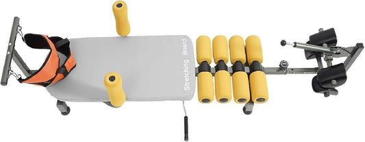 Lumbar Spinal Decompression Table, Inline Back Stretch Bench with Cervical Traction, 59-73" Length Adjustable Massage Traction Bed Table for Tension Relief, Cervical Lumbar Spine Back Stretcher