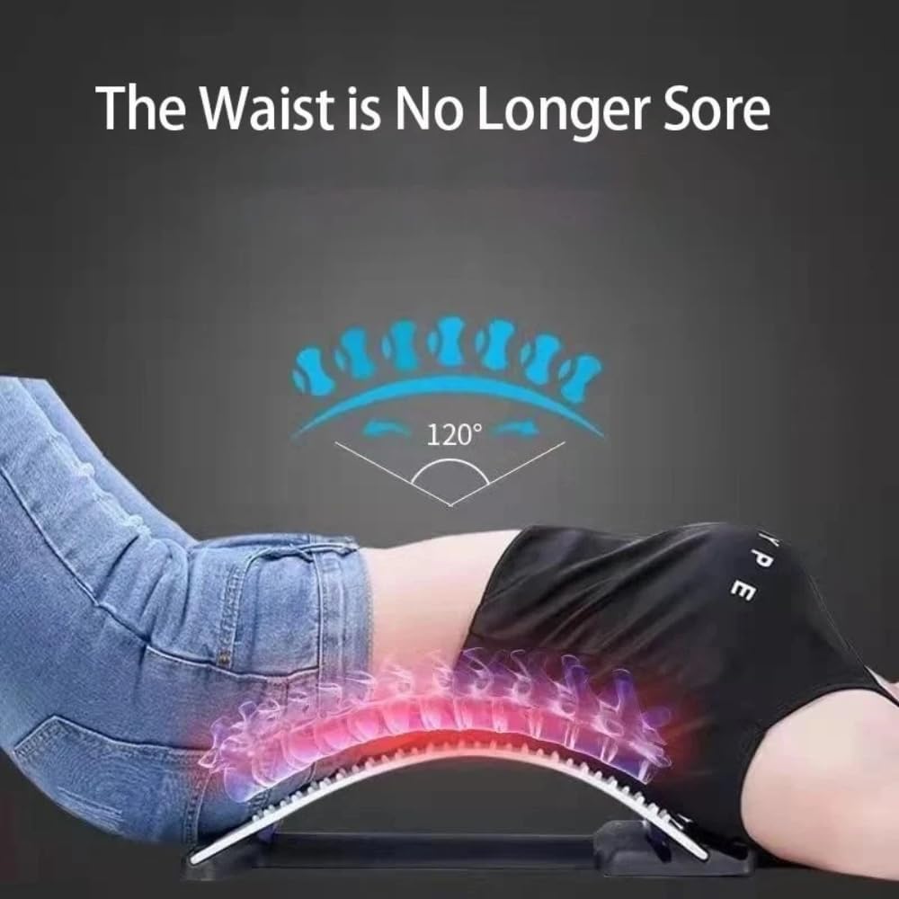 Back Stretcher for Lower Back Pain Relief – Lumbar Support Spine Stretcher with Adjustable Arch & Acupressure Points – Back Pain Relief Device for Posture Correction, Sciatica & Back Massager