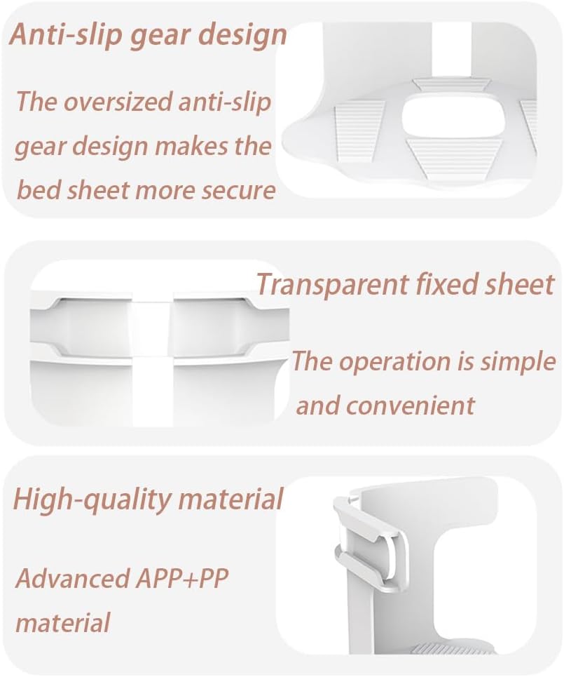 Sheet Clips to Secure Bed Sheets,snap-on Sheet Fasteners.Easy Installation | Lock Sheet Holders, Heavy Duty mattress straps to hold sheets in place, Durable Anti-Slip Teeth, Transparent Fixing Plate