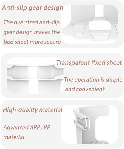 Sheet Clips to Secure Bed Sheets,snap-on Sheet Fasteners.Easy Installation | Lock Sheet Holders, Heavy Duty mattress straps to hold sheets in place, Durable Anti-Slip Teeth, Transparent Fixing Plate