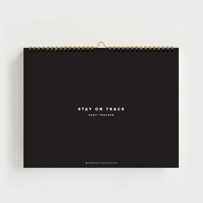 Stay on Track Habit Tracker Wall Calendar – Daily, Weekly & Monthly Habit Journal for Goal Setting & Productivity – Undated Spiral Planner by ThreeKin Collective