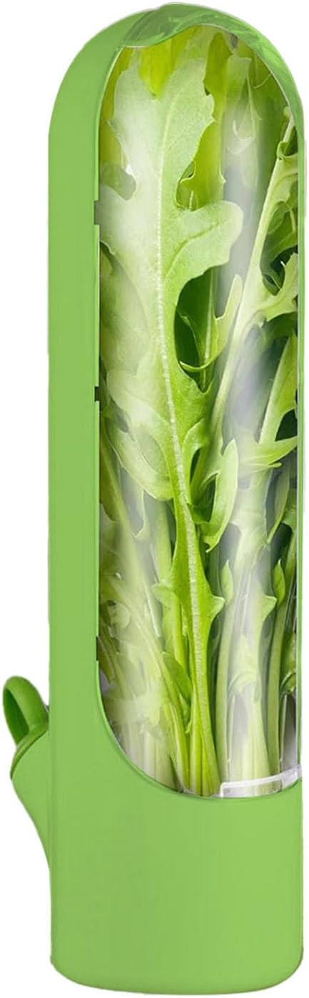 Herb Keeper for Refrigerator, Herb Saver for Refrigerator, Vegetable Preservation Bottle for Cilantro, Mint, Parsley, Asparagus, Keeps Greens Fresh for 2-3 Weeks (Green)