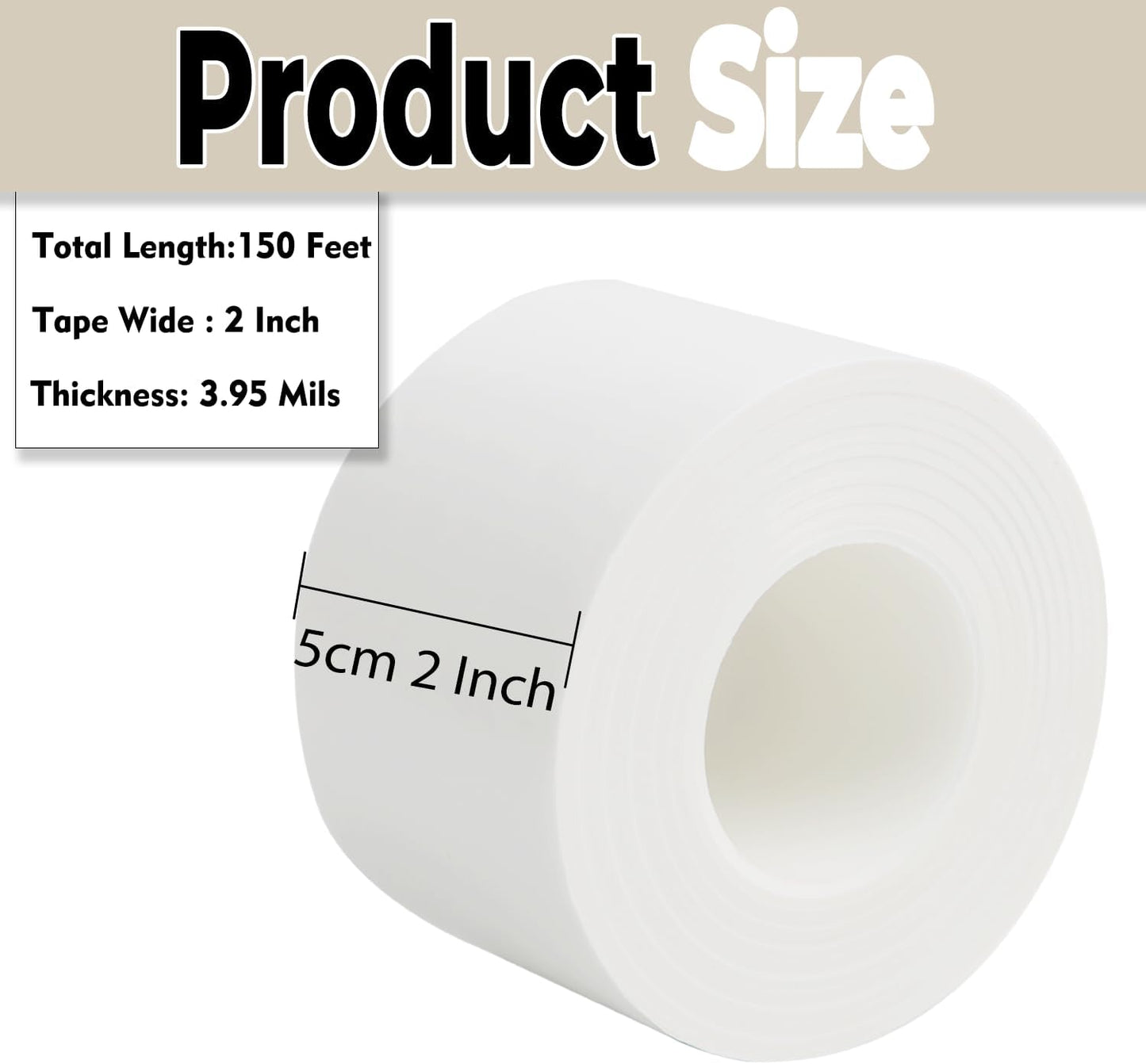 Window Sealing Tape 2 Inch x 33 FT Transparent Window Draft Insulation Residue-Free Clear Weather Stripping Caulk Tape Windproof Weatherproof Window Seal AC Units for Window Glass, Doors Gaps