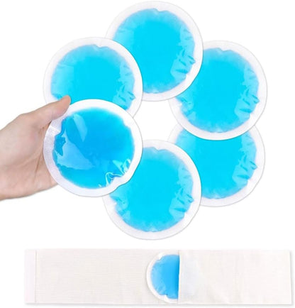 NEWGO Small Ice Packs for Injuries Reusable with Cloth Backing, 6 Packs | FSA Eligible, Round Hot and Cold Gel Pack, Flexible Cold Pack for Face, Toothache, Eyes Pain Relief