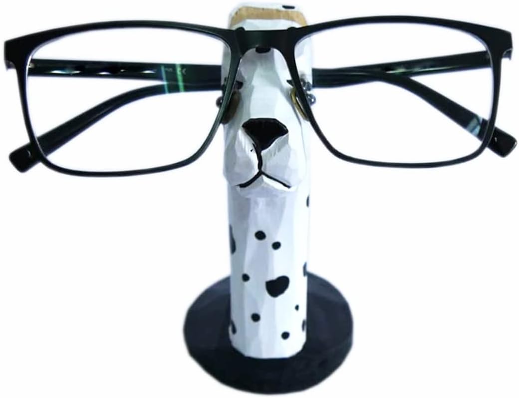 Red Dollar Handmade Wood Carved Animal Eyeglass Holder, Cute Sunglasses Display Stand, Nightstand Home Office Desk Decor, Christmas Holiday New Year Business Gift for Men Women Adults (Dog)
