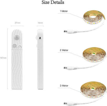 Motion Sensor Wardrobe Light, LED Flexible Soft Strip, Bed Wake Up Night Lights for Wall Closet Under Cabinet Stairs, Drawer Cupboard Bathroom, 1 Meter, warmlight