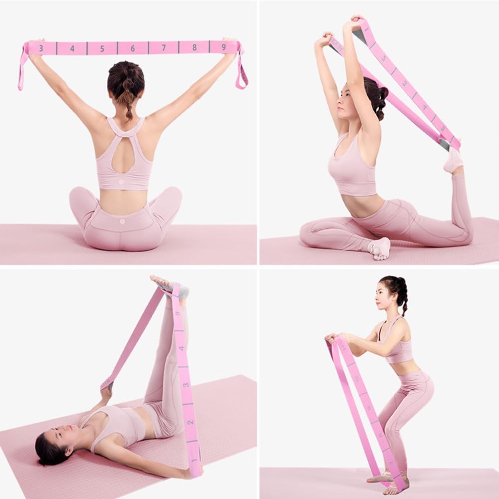 11 Loops Stretch band - Yoga, Pilates, Ballet, and Physical Therapy Stretching strap for Flexibility, Leg Stretching, and Exercise - Durable Stretching equipment for Dance and Fitness