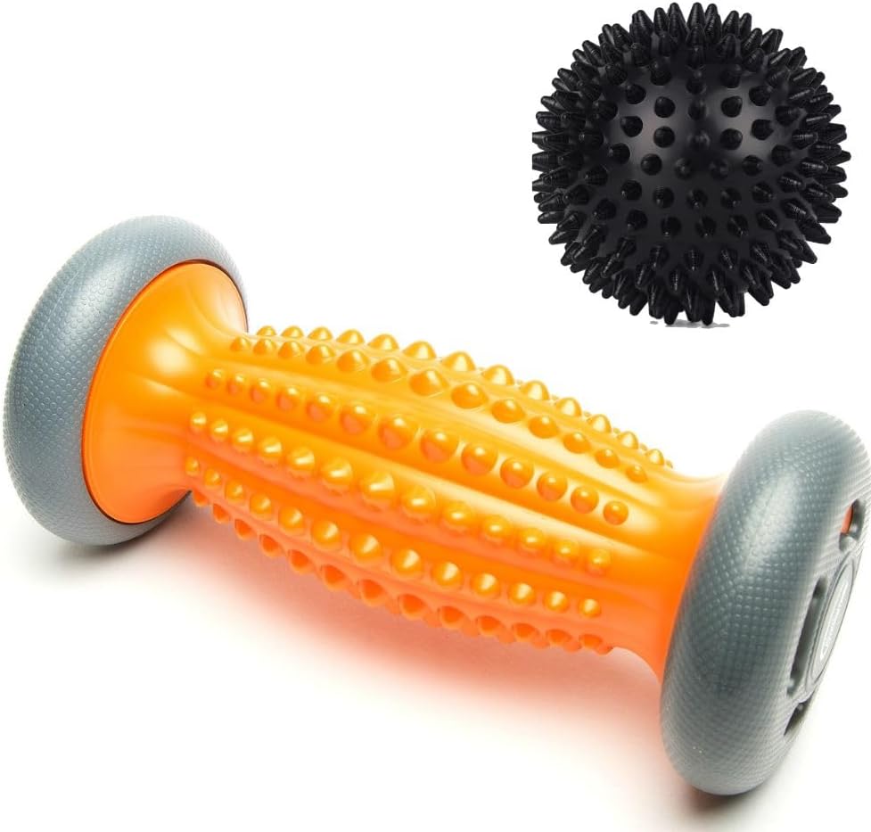 Foot Massage Roller Spikey Ball Set - for Plantar Fasciitis Relief, Acupressure Trigger Point Therapy, Whole Body Muscle Massager for Heel & Foot Arch Pain, Wrist, Shoulder & Neck