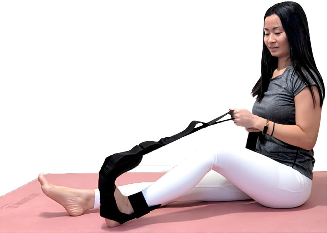 Foot and Calf Stretcher - Stretching Strap for Plantar Fasciitis, Achilles Tendonitis, Heel Spurs, Foot Drop, & Hamstring, Versatile Stretch Strap Used as Leg stretcher, Hamstring Stretcher and Foot Stretcher