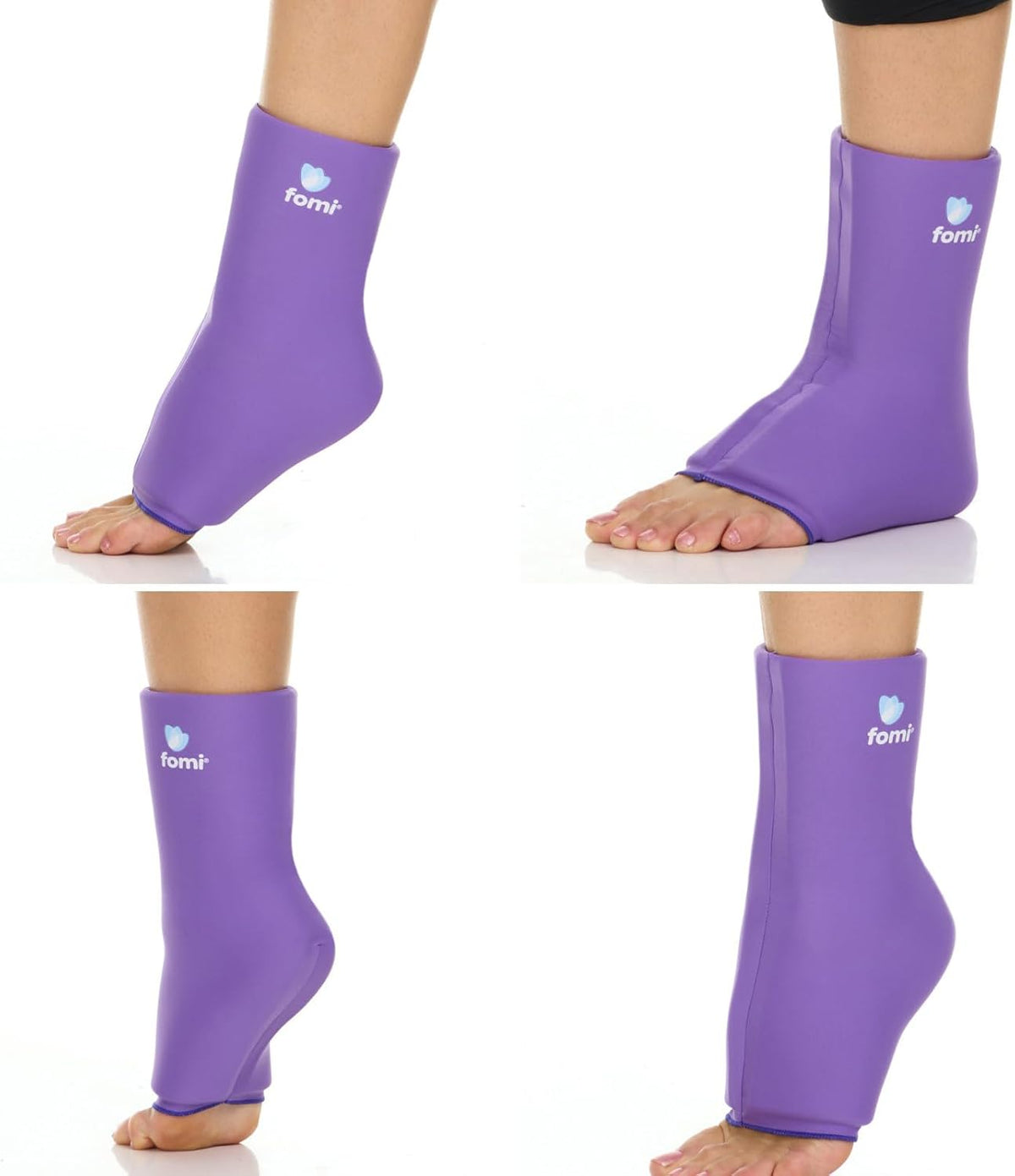 FOMI Hot Cold Ankle Foot Gel Ice Pack Wrap | 2 Pack | Premium Comfort 360 Degree Solid Gel Cooling Compression for Plantar Fasciitis, Heel Spurs, Achilles, Tendonitis, Sore Feet, Gout