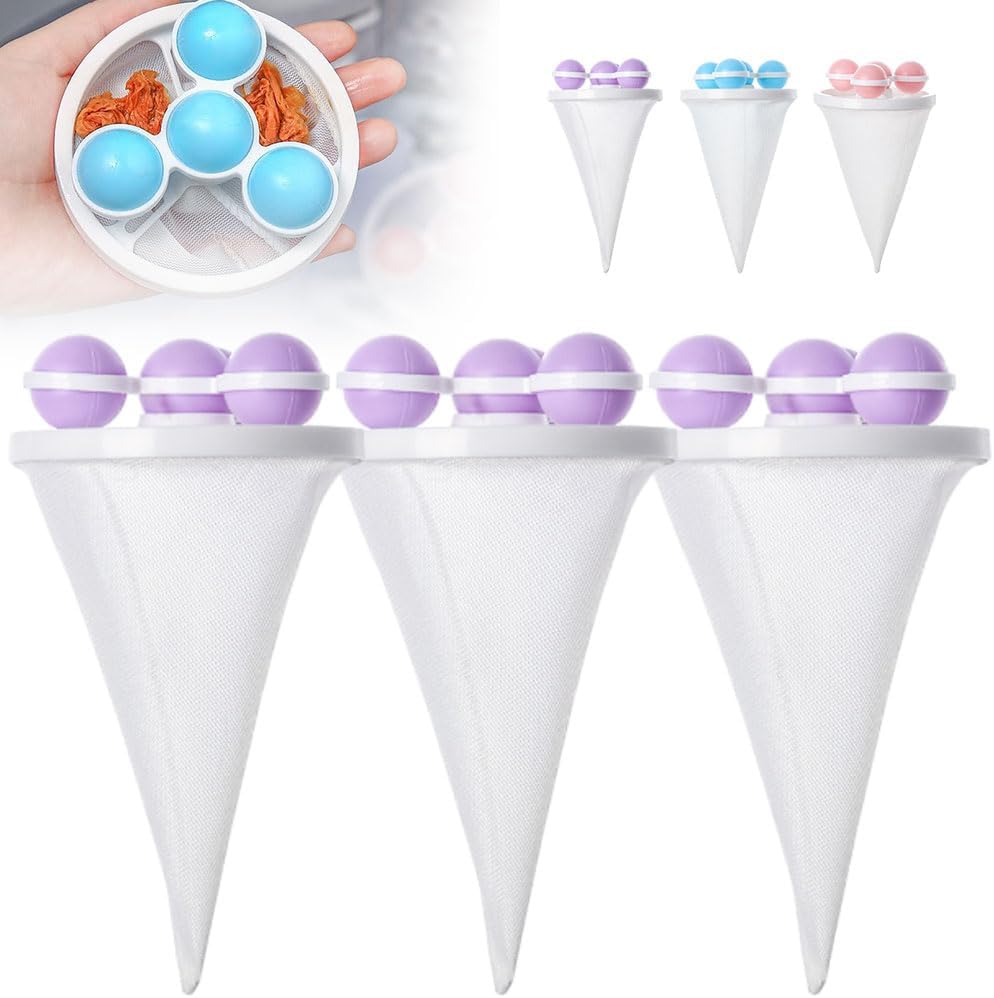 3PCS Washing Machine Lint Catcher, Floating Washing Machine Filter Bags, Reusable Washing Machine Hair Filter Mesh Bags, Laundry Lint Catcher for Washing Machine (Mix)