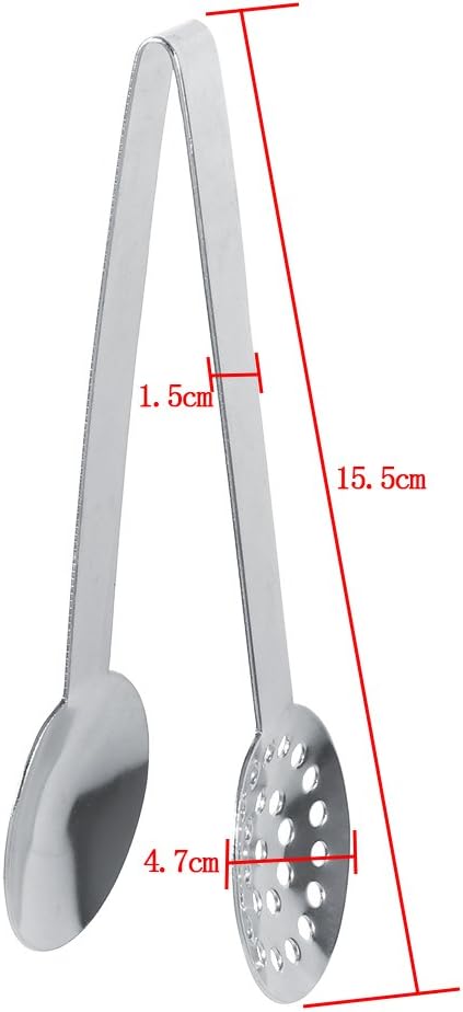 Round Tea Bag Squeezer 2 Pack Stainless Steel 340 Tea Bag Tongs Strainer Perforated Filter 4.7cm Head 15.5cm Length No Mess Drip Extraction for Coffee Lemon Slices