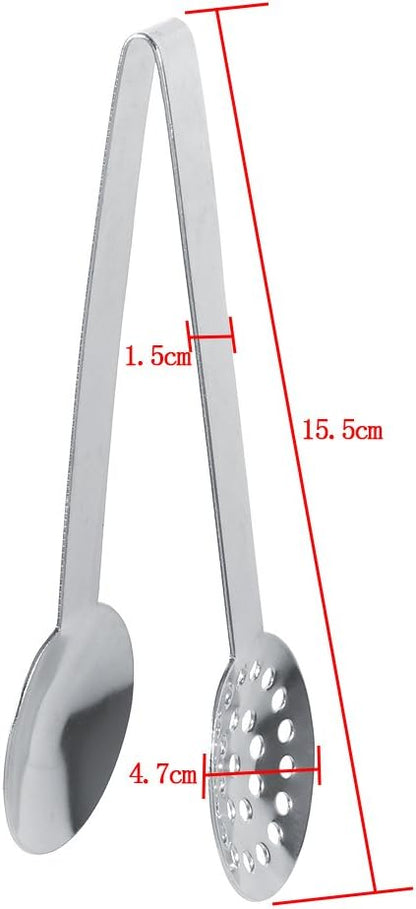 Round Tea Bag Squeezer 2 Pack Stainless Steel 340 Tea Bag Tongs Strainer Perforated Filter 4.7cm Head 15.5cm Length No Mess Drip Extraction for Coffee Lemon Slices