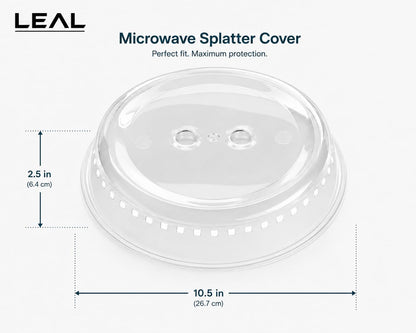 LEAL 2PK Microwave Splatter Cover 10.5” Clear Microwave Food Cover, BPA-Free Dishwasher Safe Microwave Plate Cover with Steam Vents, Reusable Splatter Guard for Kitchen Heating