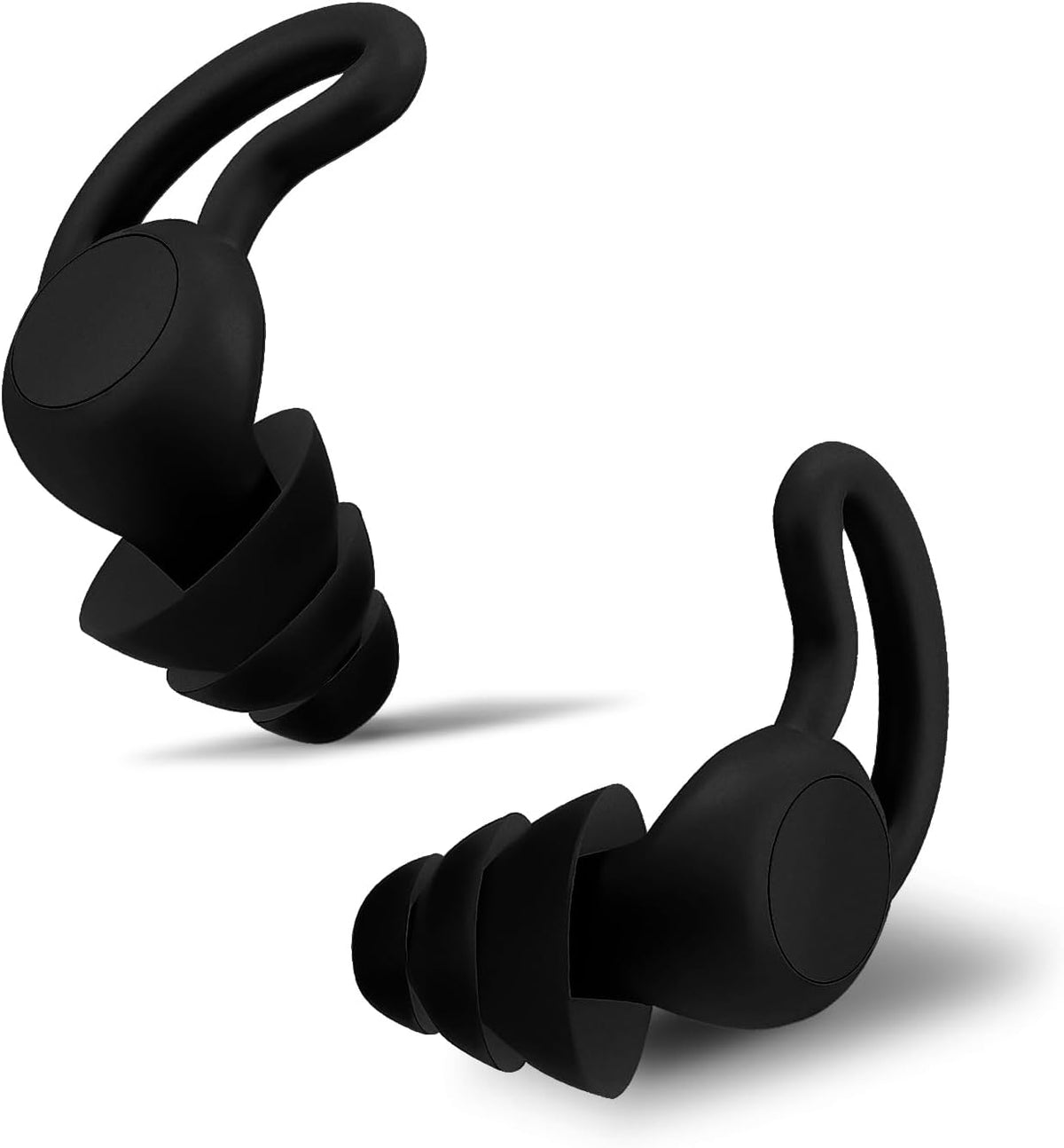 Noise Reduction Ear Plugs, NRR 50dB Ultra Comfortable Silicone Reusable Ear Plugs for Sleeping, Snoring Swimming, Studying, Concerts, Noise Cancelling and Hearing Protection Black